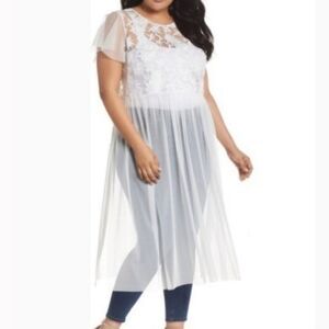 Vince Camuto Embroidered Mesh layering Dress